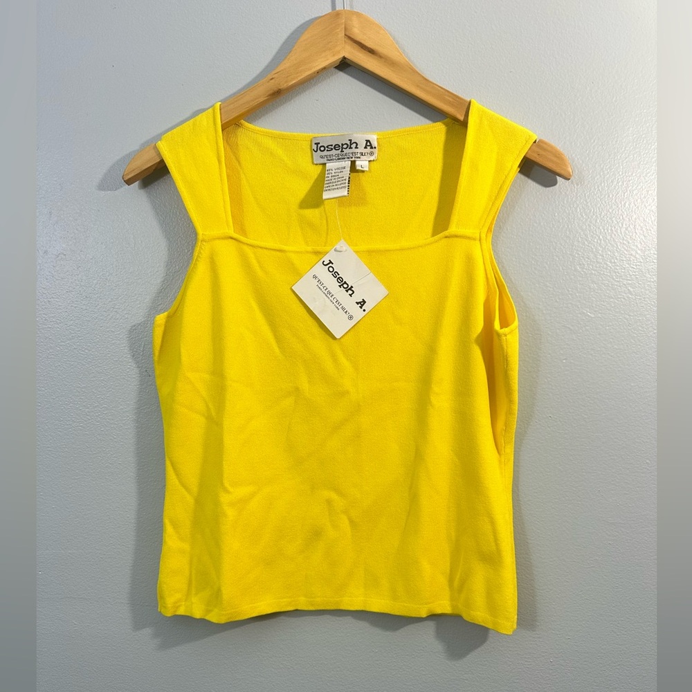 NWT Joseph A. Women's Yellow Sleeveless Square Neck Knit Tank Top Size L